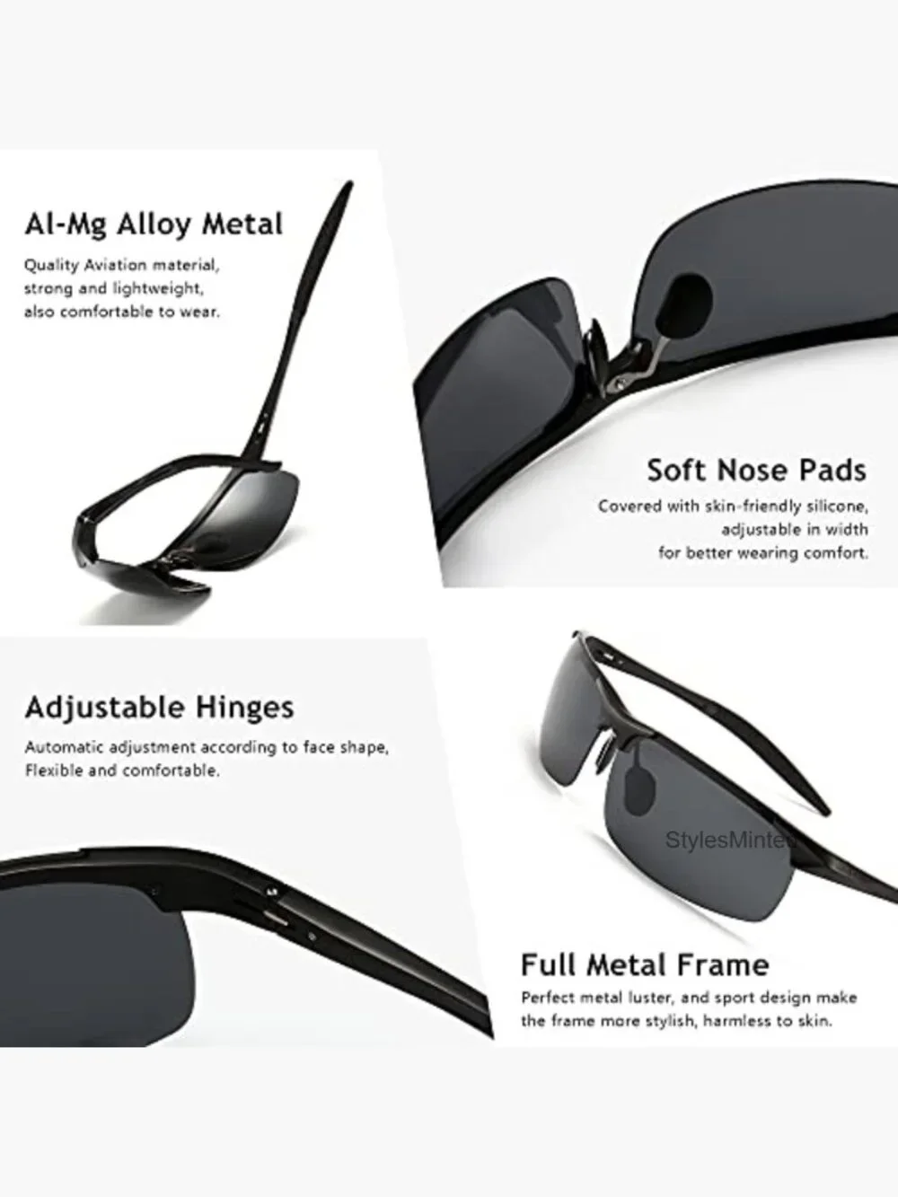 Polarized Sports Sunglasses Metal Frame UV400 Driving Fishing Golf